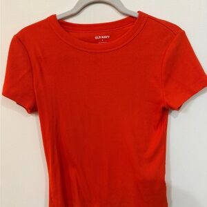 Old Navy Bright Red Ribbed Tee